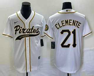 Mens Pittsburgh Pirates #21 Roberto Clemente White Cool Base Stitched Baseball Jersey->pittsburgh pirates->MLB Jersey